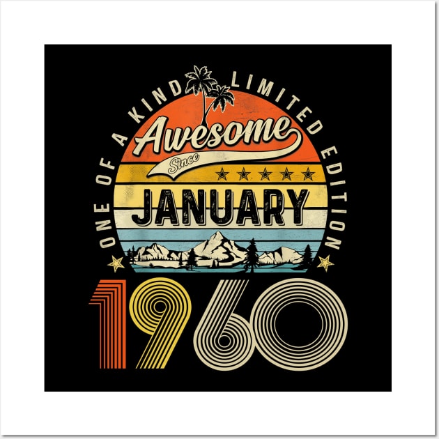 Awesome Since January 1960 Vintage 63rd Birthday Wall Art by Marcelo Nimtz